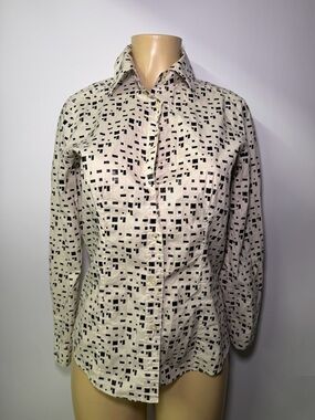 Etro Cream Button-Up Shirt with Black Geometric Print